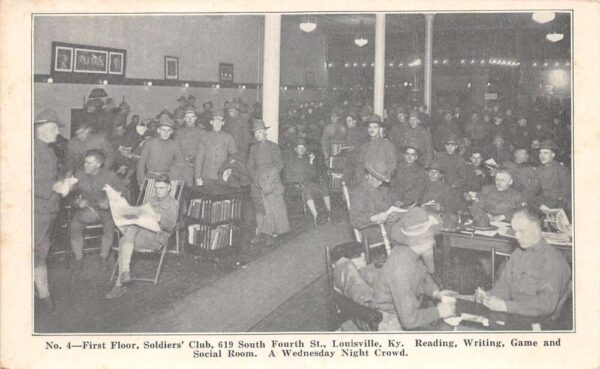 Louisville Kentucky Soldiers Club First Floor Social Room Postcard AA103713