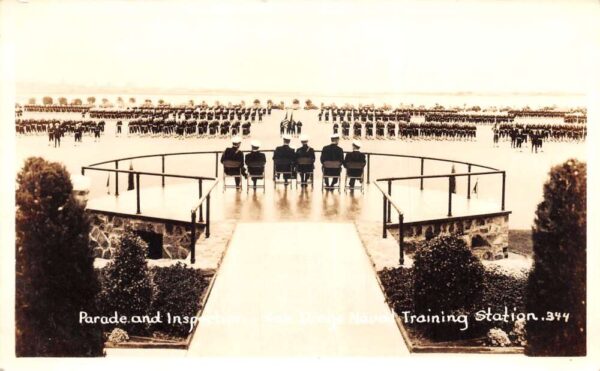 San Diego California Naval Training Station Parade Real Photo PC AA103716
