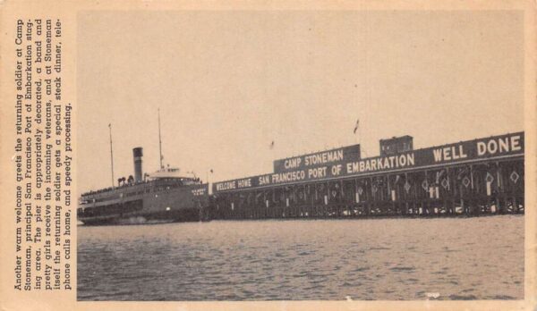 Camp Stoneman California Soldiers Returning to Port Steamer Postcard AA103717