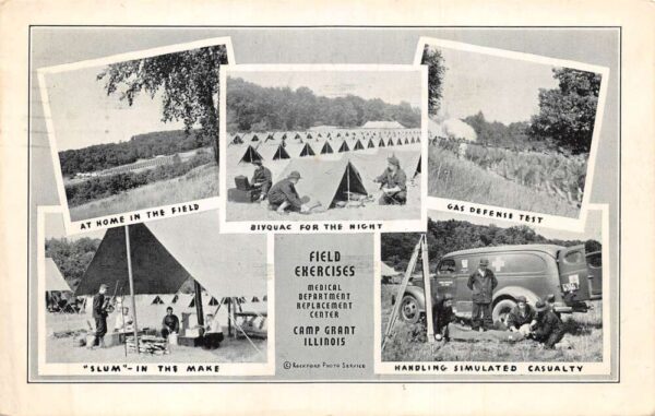 Camp Grant Illinois Medical Dept Field Exercises Vintage Postcard AA103719