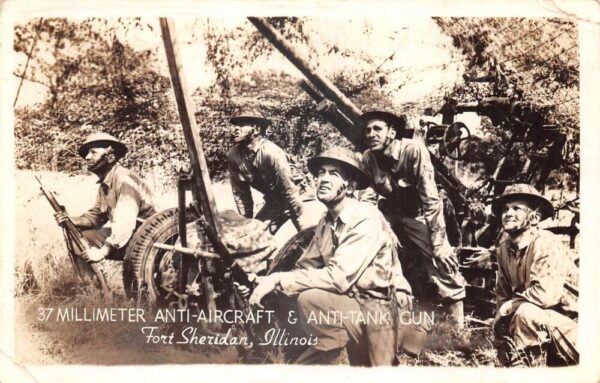 Fort Sheridan Illinois Anti-Aircraft Anti-Tank Gun Real Photo Postcard AA103721