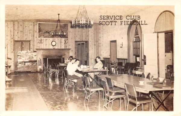 Scott Field Illinois Service Club Dining Room Real Photo Postcard AA103724