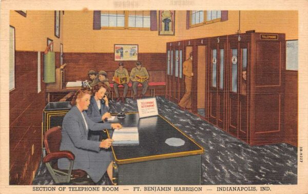 Indianapolis Indiana Fort Benjamin Harrison Phone Room Vintage Postcard AA103725