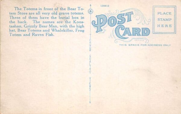 Wrangell Alaska Bear Totem Store Walter C Waters Vintage Postcard AA103742 - Image 2