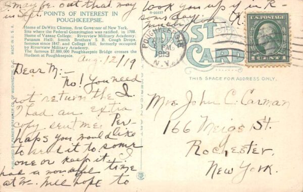 Poughkeepsie New York Smith Brothers Confectionery Restaurant Postcard AA103747 - Image 2