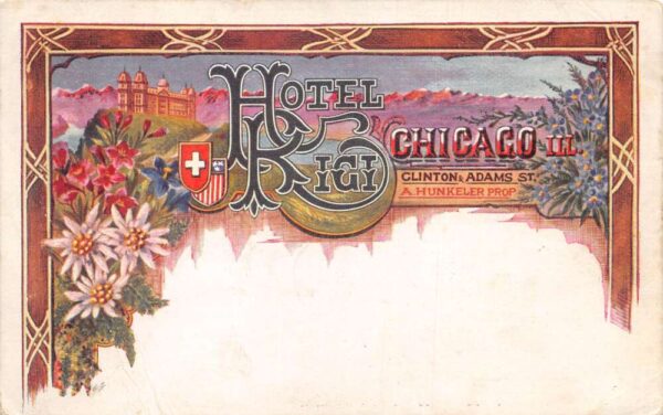 Chicago Illinois Hotel Rigi Greetings Vintage Postcard AA103752