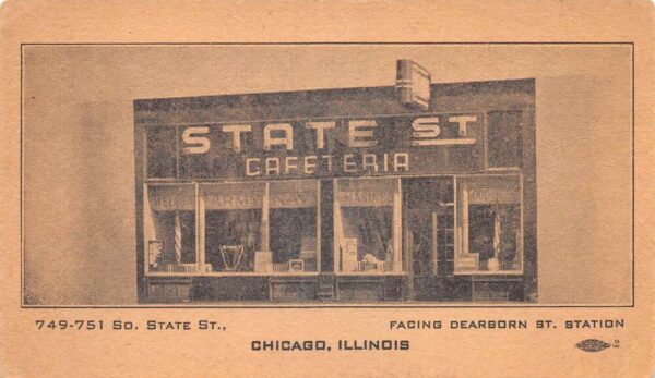 Chicago Illinois State St Cafeteria Vintage Postcard AA103754