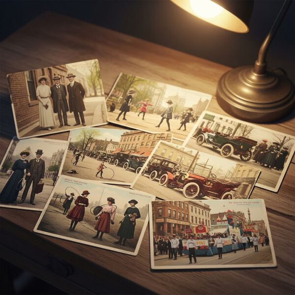 vintage cards showing daily life