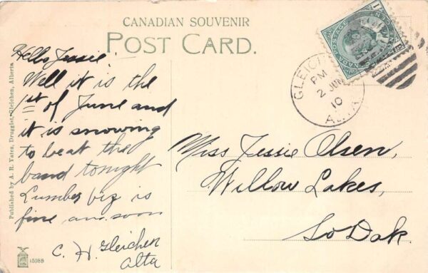 Gleichen Aberta Canada Branding Cattle Ranch Farming Vintage Postcard AA85992 - Image 2