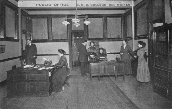 Des Moines Iowa CCC College Public Office Interior Postcard AA85995