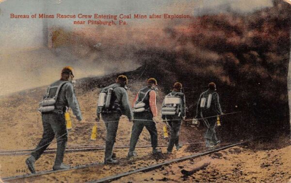 Pittsburgh Pennsylvania Bureau of Mines Rescue Crew Vintage Postcard AA86000