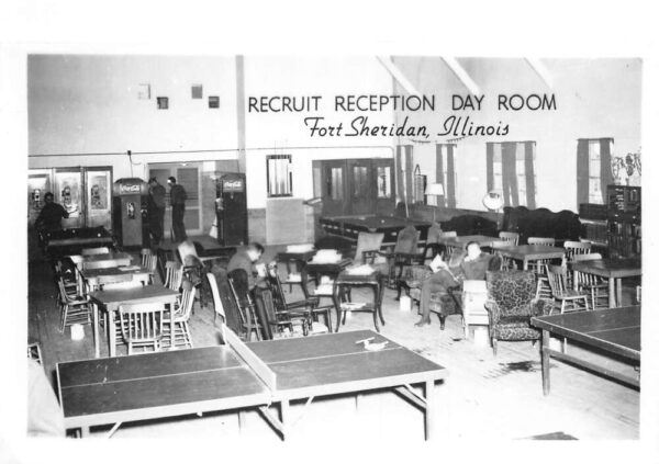 Fort Sheridan Illinois Recruit Reception Day Room Real Photo Postcard AA86005