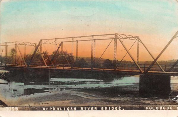 Holbrook Nebraska Republican River Bridge Tinted Real Photo Postcard AA86008