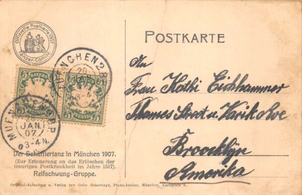 Munich Germany 1907 Reifschwung Gruppe Vintage Postcard AA86011 - Image 2
