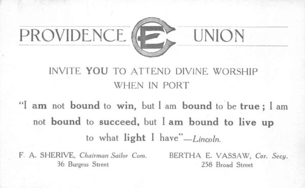 Providence Rhode Island Union Church Service on Boats Ad Vintage Non PC AA86015 - Image 2