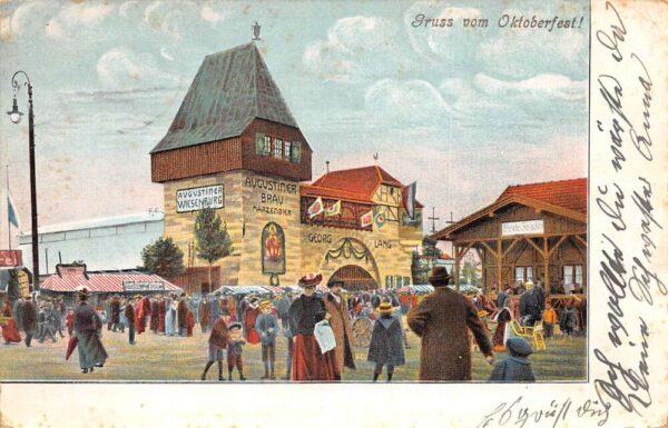 Oktoberfest Greetings Gruss vom Augustiner Brau Beer Vintage Postcard AA86018