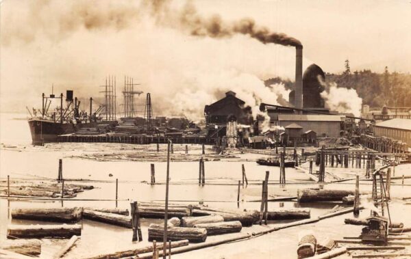 Seattle Washington Lumber Mill Shipping Dock Real Photo Vintage Postcard AA86040