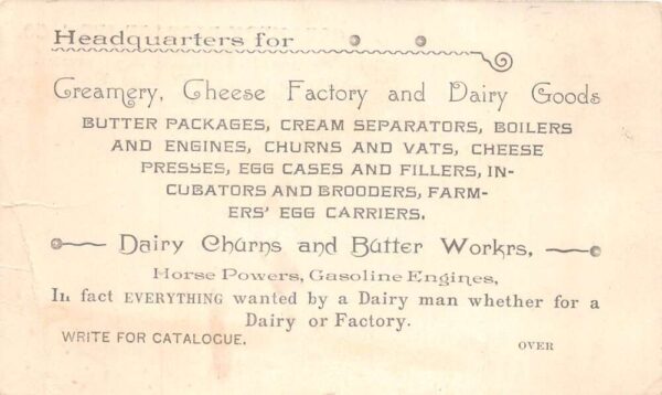Chicago Illinois Creamery Package Mfg Dairy Supply Dog Frog Trade Card AA86077 - Image 2