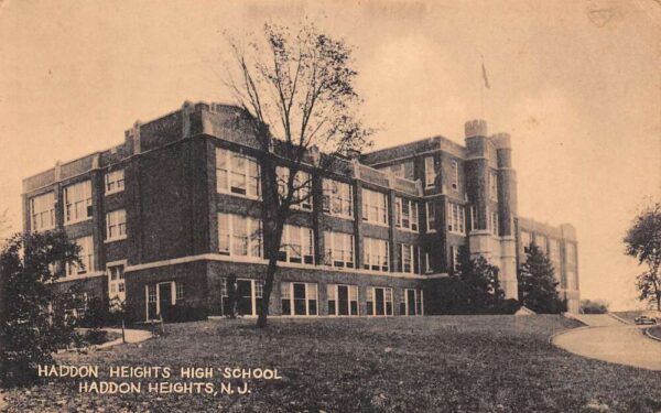 Haddon Heights New Jersey High School, B/W Lithograph Vintage Postcard U19898
