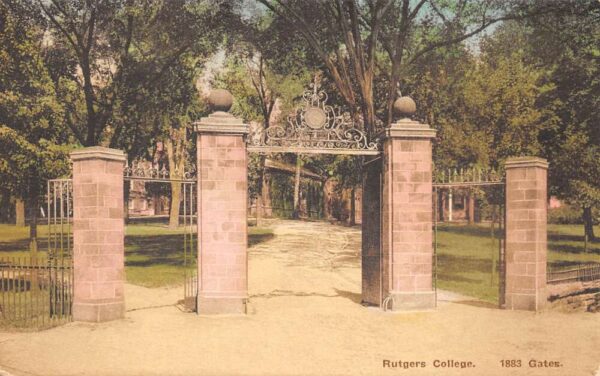 New Brunswick New Jersey 1883 Gates, Rutgers College, Vintage Postcard U19916