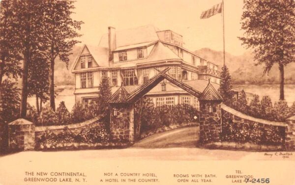 Greenwood Lake New York New Continental Hotel, Greenwood Lake, Vintage PC U19920