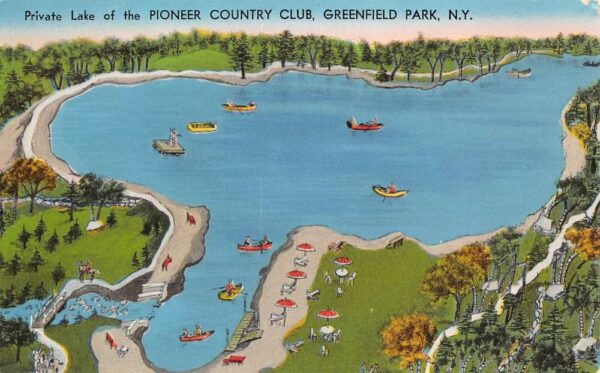 Greenfield Park New York Pioneer Country Club, Private Lake, Vintage PC U19923