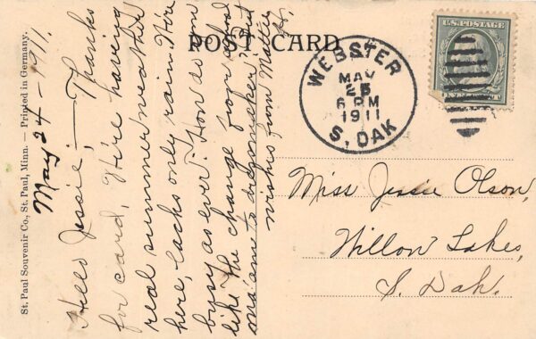 Webster South Dakota Millers Point, Pickerel Lake, Vintage Postcard U19980 - Image 2