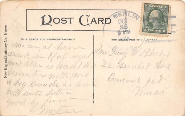 Berlin Massachusetts Powder House, Relic Of War of 1812, Vintage PC U19989 - Image 2