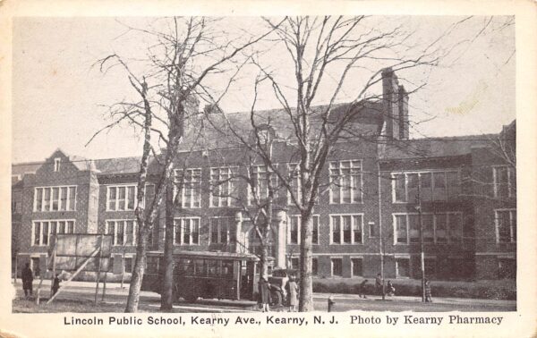 Kearny New Jersey Lincoln Public School, B/W Photo Print, Vintage PC U19993