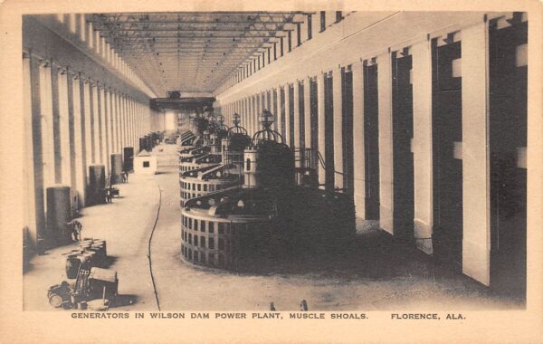 Florence Alabama Generators, Wilson Dam Power Plant, Vintage Postcard U20005