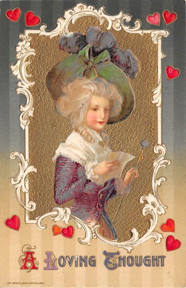 Winsch Valentine's Day, "A Loving Thought", Pretty Lady, Vintage PC U20011