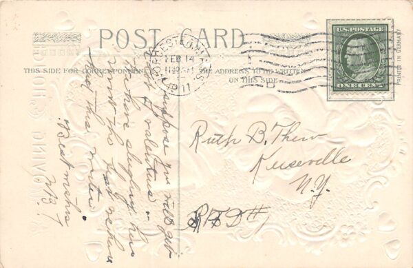 Winsch Valentine's Day, "A Loving Thought", Pretty Lady, Vintage PC U20011 - Image 2