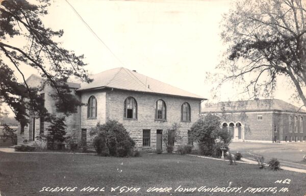 Fayette Iowa Science Hall & Gym, Upper Iowa University, Vintage RPPC U20012