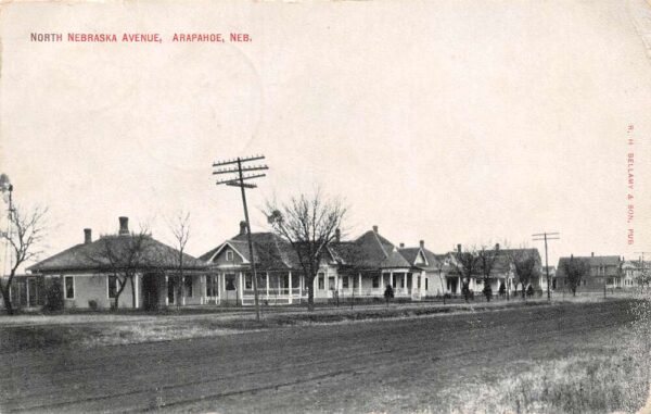 Arapahoe Nebraska North Nebraska Avenue, B/W Lithograph, Vintage Postcard U20025