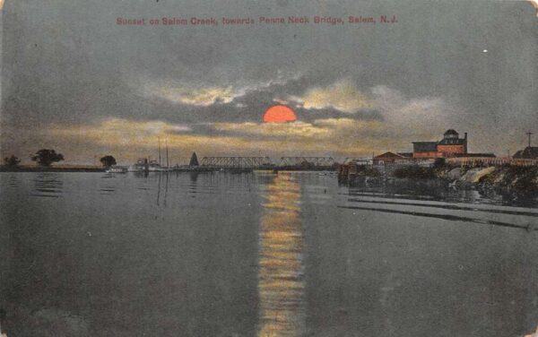 Salem New Jersey Sunset on Salem Creek towards Penna Neck Bridge PC AA86166
