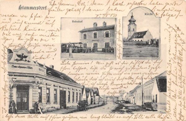 Stammersdorf Vienna Austria Train Station and Church Street Scene PC AA86167