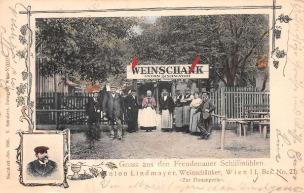 Vienna Austria Weinschank Anton Lindmayer Wine Vineyard Gruss aus PC AA86168