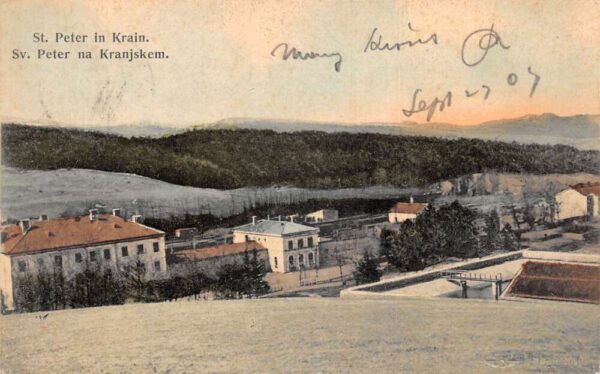 Krain Carniola Slovenia Yugoslavia St Peter Birds Eye View Postcard AA86169