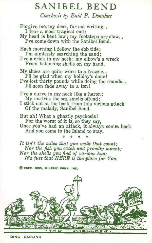 Sanibel Island Florida Greetings Ding Darling Artist Donahue Poem PC AA103844