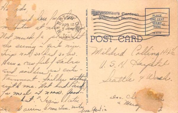 Glacier Park Montana Greetings Large Letter Linen Vintage Postcard AA103846 - Image 2