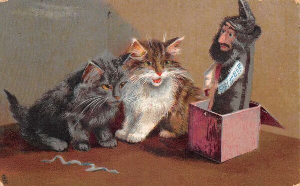 Cats with Jack in the Box Toy Tuck Vintage Postcard AA103852