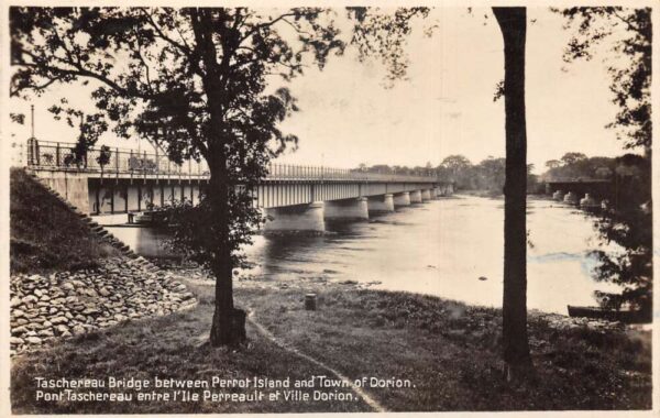 Perrot Island Quebec Canada Bridge to Dorion Real Photo Postcard AA103860