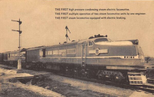 Union Pacific Railroad GE Steam Electric Locomotive Train Postcard AA103861