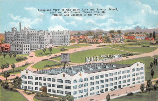 Kansas City Missouri Rahe Auto and Tractor School Vintage Postcard AA103865