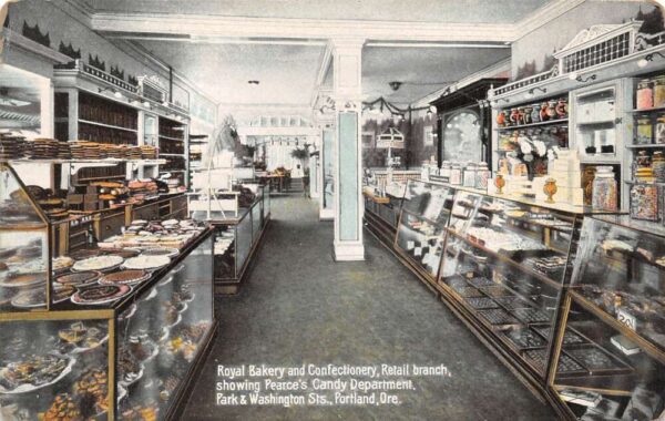 Portland Oregon Royal Bakery Pearce's Candy Dept Vintage Postcard AA103994