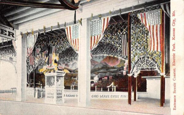 Kansas City Missouri Electric Park Roller Coaster Entrance Postcard AA104007