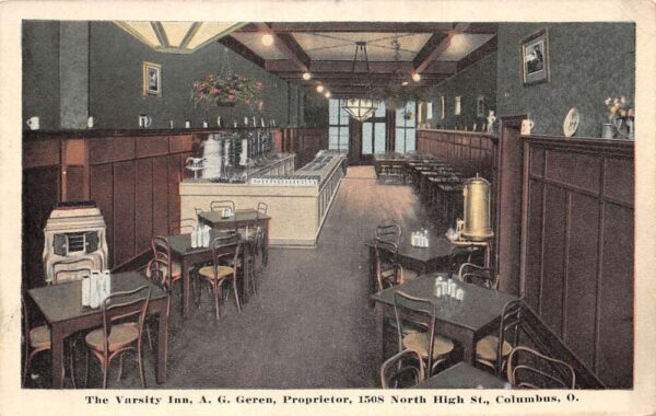Columbus Ohio The Varsity Inn Interior View Vintage Postcard AA104015