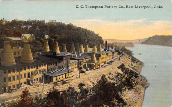 East Liverpool Ohio CC Thompson Pottery Co Birds Eye View Postcard AA104016