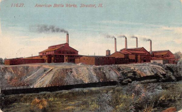 Streator Illinois American Bottle Works Factory Vintage Postcard AA104020