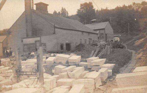 North Jay Maine Stone Yards Granite Blocks Real Photo Postcard AA84481